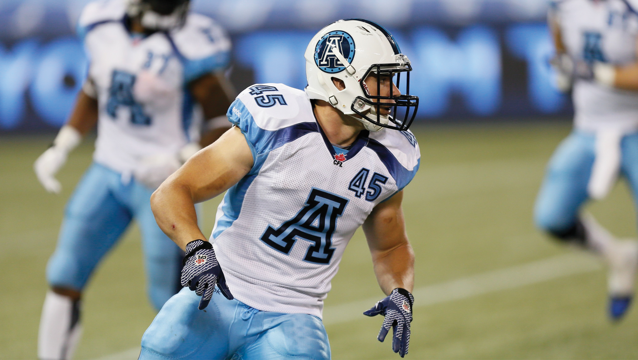 Brendan Gillanders in an Argos uniform in game action